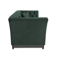 Τριθέσιος Καναπές Chesterfield Queen Βελούδο Σκούρο Πράσινο 215×92×92 εκ