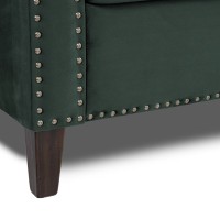 Τριθέσιος Καναπές Chesterfield Queen Βελούδο Σκούρο Πράσινο 215×92×92 εκ