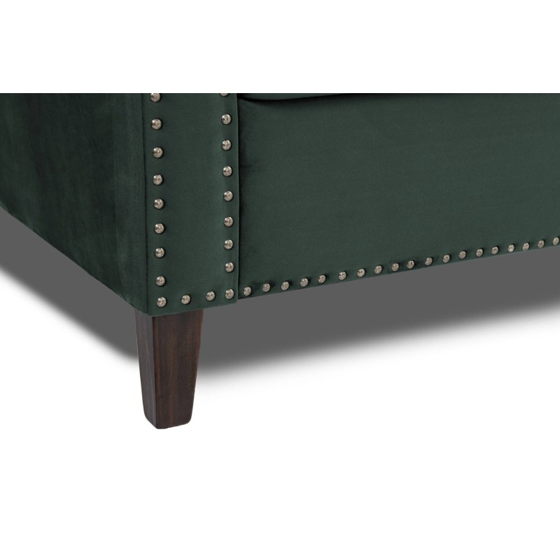 Τριθέσιος Καναπές Chesterfield Queen Βελούδο Σκούρο Πράσινο 215×92×92 εκ