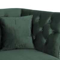 Τριθέσιος Καναπές Chesterfield Queen Βελούδο Σκούρο Πράσινο 215×92×92 εκ