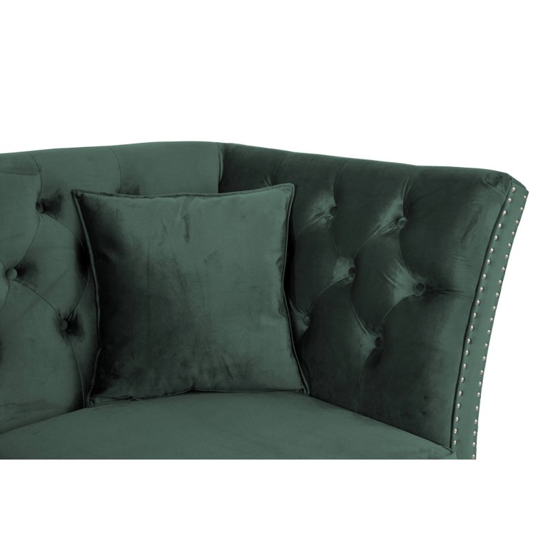 Τριθέσιος Καναπές Chesterfield Queen Βελούδο Σκούρο Πράσινο 215×92×92 εκ