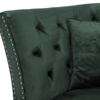 Τριθέσιος Καναπές Chesterfield Queen Βελούδο Σκούρο Πράσινο 215×92×92 εκ