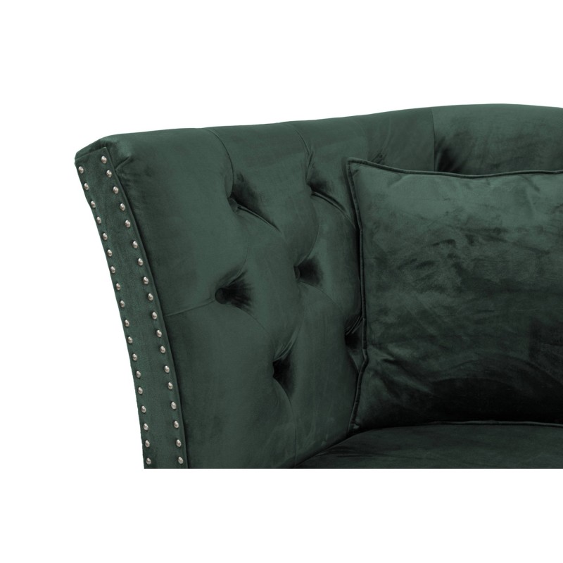 Τριθέσιος Καναπές Chesterfield Queen Βελούδο Σκούρο Πράσινο 215×92×92 εκ
