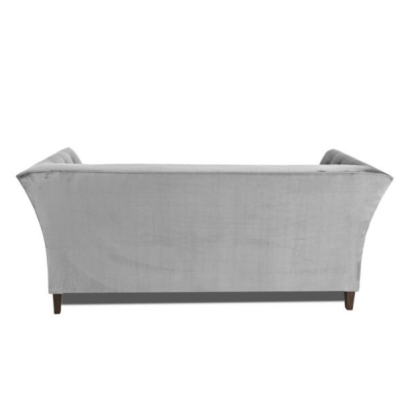 Τριθέσιος Καναπές Chesterfield Queen Βελούδο Ανοιχτό Γκρι 215×92×92 εκ