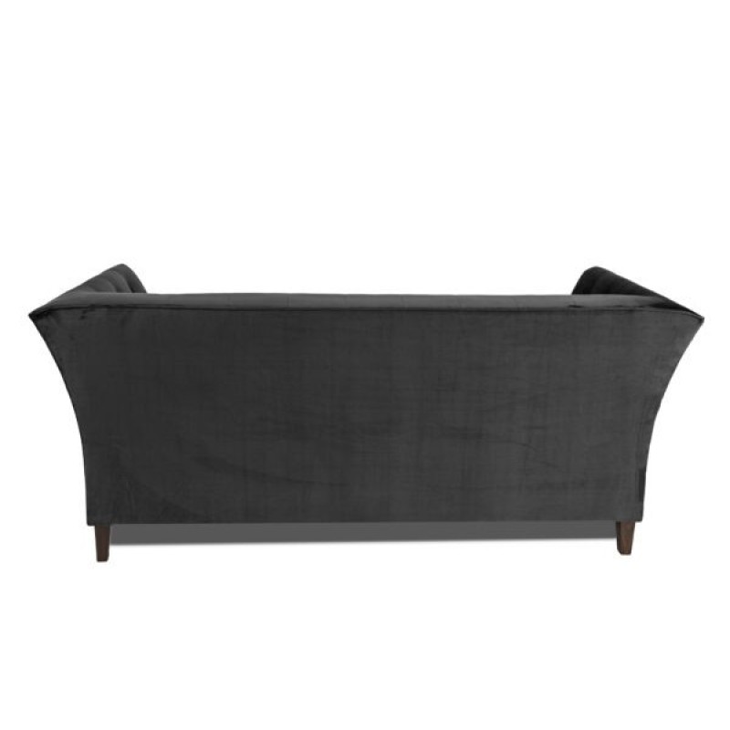 Τριθέσιος Καναπές Chesterfield Queen Βελούδο Γκρι Ανθρακί 215×92×92 εκ