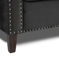 Τριθέσιος Καναπές Chesterfield Queen Βελούδο Γκρι Ανθρακί 215×92×92 εκ