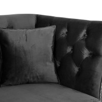 Τριθέσιος Καναπές Chesterfield Queen Βελούδο Γκρι Ανθρακί 215×92×92 εκ