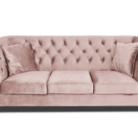 Τριθέσιος Καναπές Chesterfield Queen Βελούδο Ροζ Γιασεμί 215×92×92 εκ