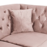 Τριθέσιος Καναπές Chesterfield Queen Βελούδο Ροζ Γιασεμί 215×92×92 εκ