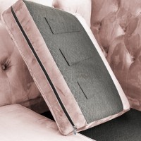 Τριθέσιος Καναπές Chesterfield Queen Βελούδο Ροζ Γιασεμί 215×92×92 εκ