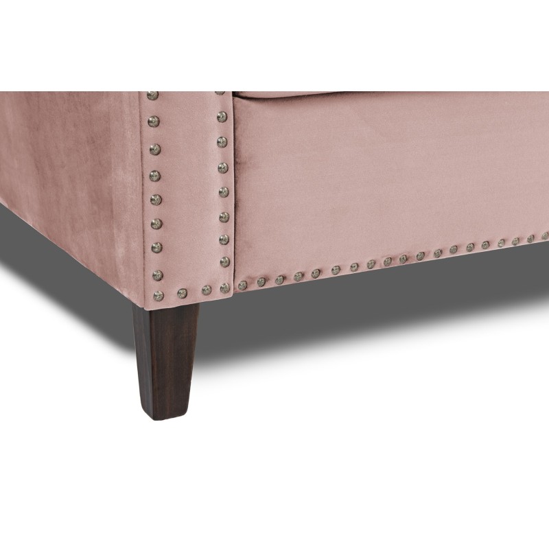 Τριθέσιος Καναπές Chesterfield Queen Βελούδο Ροζ Γιασεμί 215×92×92 εκ