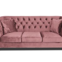Τριθέσιος Καναπές Chesterfield Queen Βελούδο Σάπιο Μήλο 215×92×92 εκ