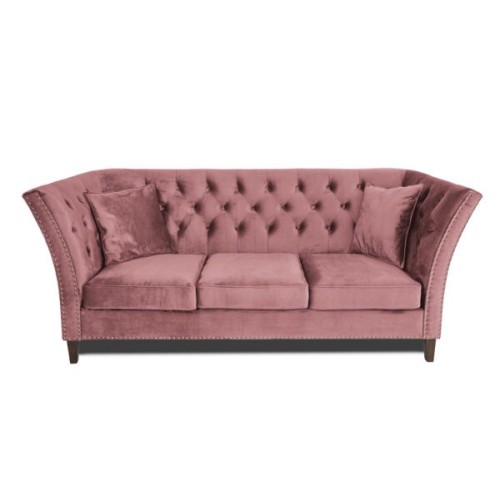Τριθέσιος Καναπές Chesterfield Queen Βελούδο Σάπιο Μήλο 215×92×92 εκ
