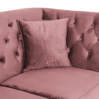 Τριθέσιος Καναπές Chesterfield Queen Βελούδο Σάπιο Μήλο 215×92×92 εκ