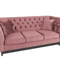 Τριθέσιος Καναπές Chesterfield Queen Βελούδο Σάπιο Μήλο 215×92×92 εκ