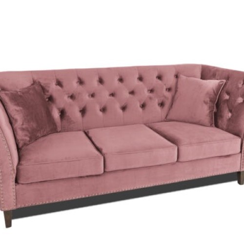 Τριθέσιος Καναπές Chesterfield Queen Βελούδο Σάπιο Μήλο 215×92×92 εκ