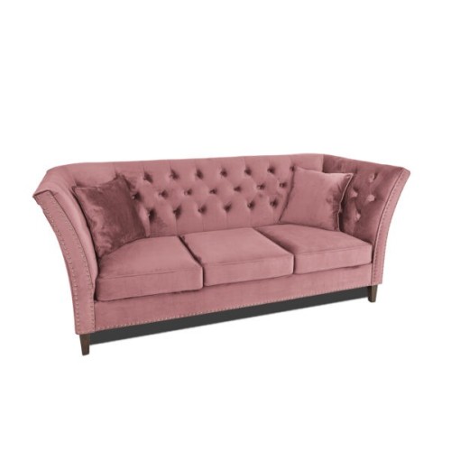 Τριθέσιος Καναπές Chesterfield Queen Βελούδο Σάπιο Μήλο 215×92×92 εκ