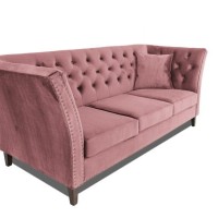 Τριθέσιος Καναπές Chesterfield Queen Βελούδο Σάπιο Μήλο 215×92×92 εκ