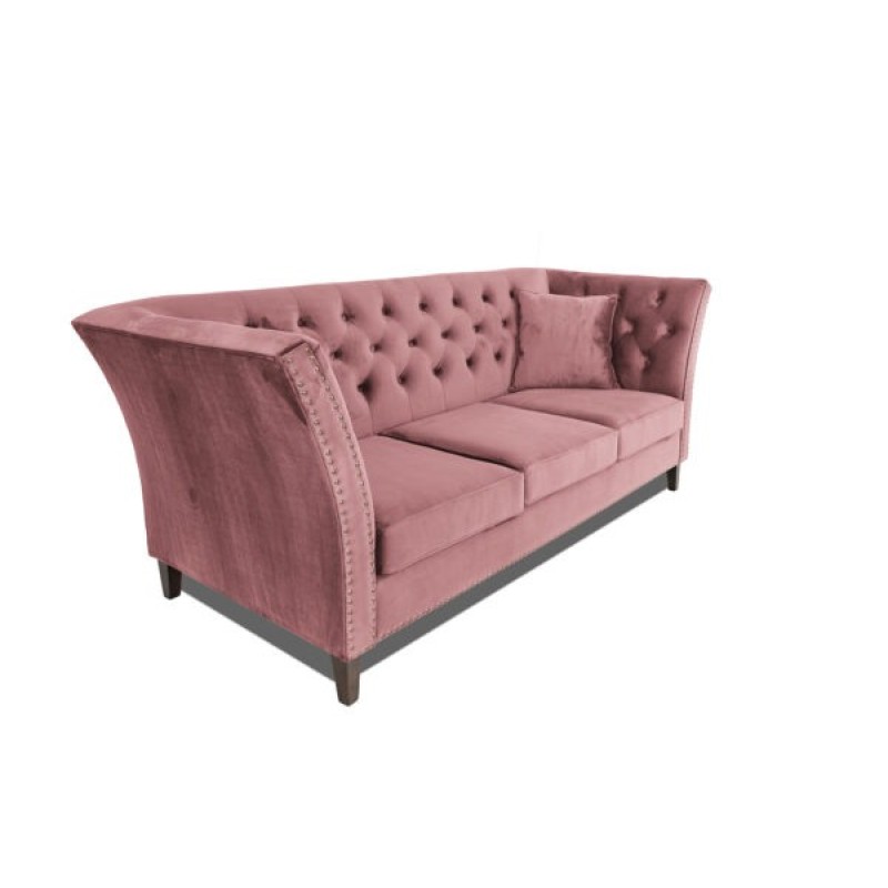 Τριθέσιος Καναπές Chesterfield Queen Βελούδο Σάπιο Μήλο 215×92×92 εκ