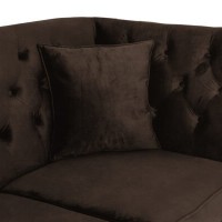 Τριθέσιος Καναπές Chesterfield Queen Βελούδο Vintage Σκούρο Καφέ 215×92×92 εκ