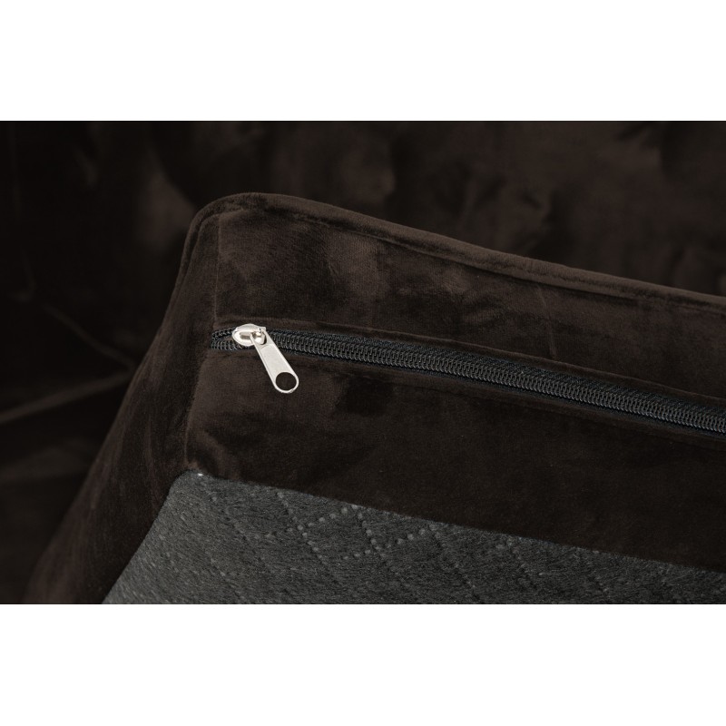 Τριθέσιος Καναπές Chesterfield Queen Βελούδο Vintage Σκούρο Καφέ 215×92×92 εκ