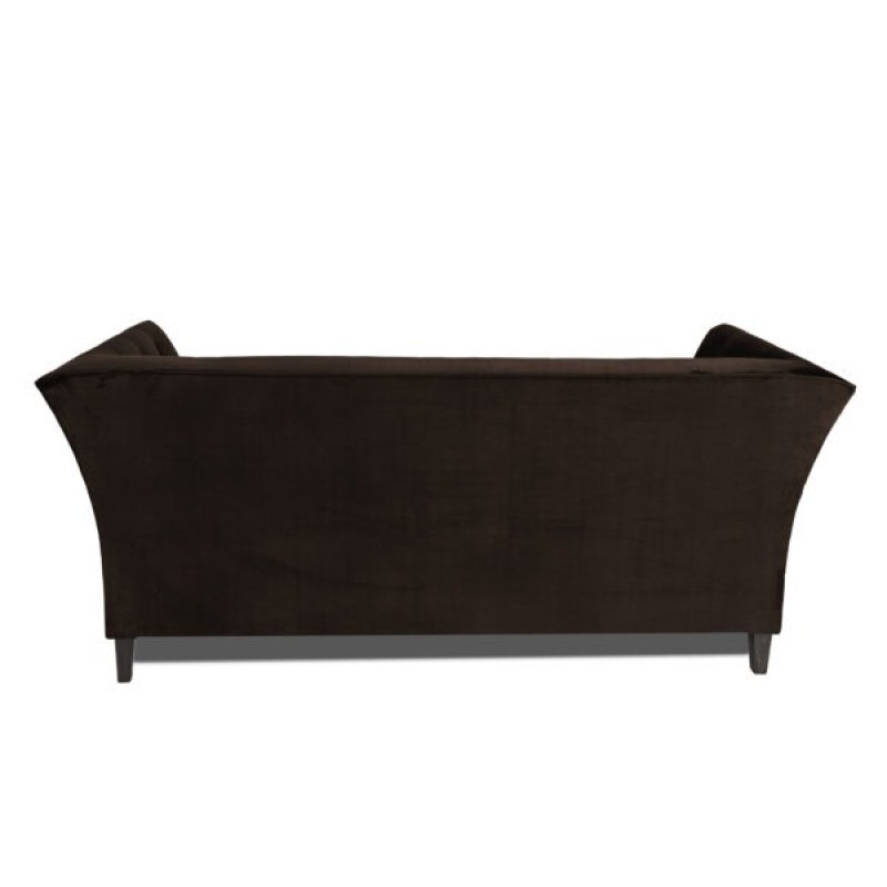 Τριθέσιος Καναπές Chesterfield Queen Βελούδο Vintage Σκούρο Καφέ 215×92×92 εκ