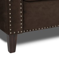 Τριθέσιος Καναπές Chesterfield Queen Βελούδο Vintage Σκούρο Καφέ 215×92×92 εκ