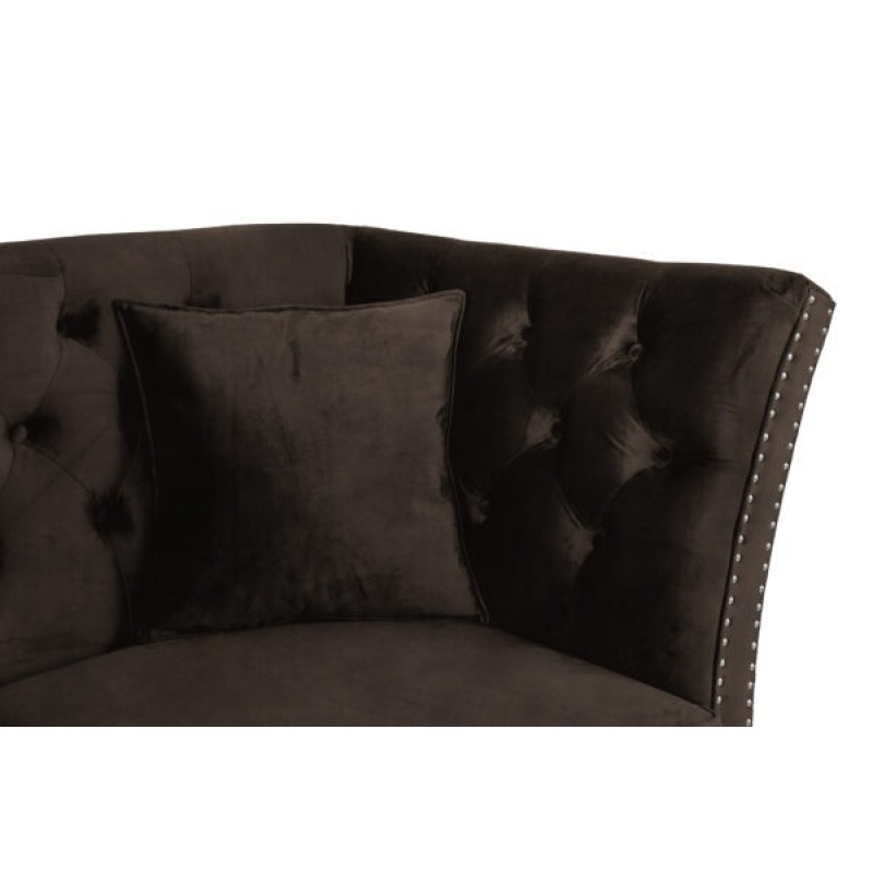 Τριθέσιος Καναπές Chesterfield Queen Βελούδο Vintage Σκούρο Καφέ 215×92×92 εκ