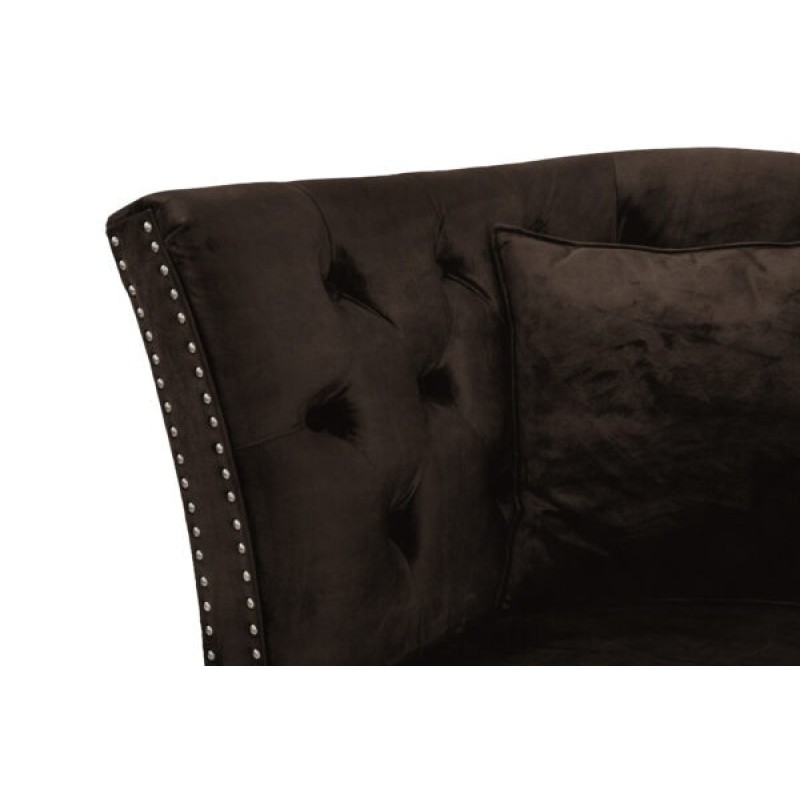 Τριθέσιος Καναπές Chesterfield Queen Βελούδο Vintage Σκούρο Καφέ 215×92×92 εκ