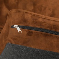 Τριθέσιος Καναπές Chesterfield Queen Ύφασμα Vintage Καφέ Κονιάκ 215×92×92 εκ