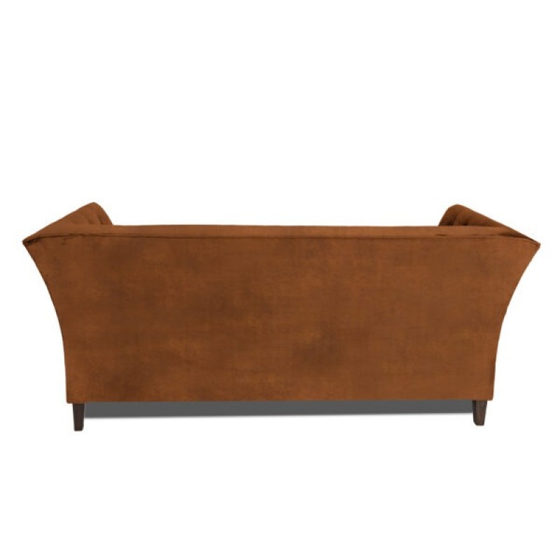 Τριθέσιος Καναπές Chesterfield Queen Ύφασμα Vintage Καφέ Κονιάκ 215×92×92 εκ