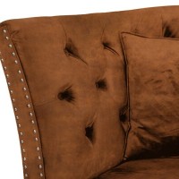 Τριθέσιος Καναπές Chesterfield Queen Ύφασμα Vintage Καφέ Κονιάκ 215×92×92 εκ