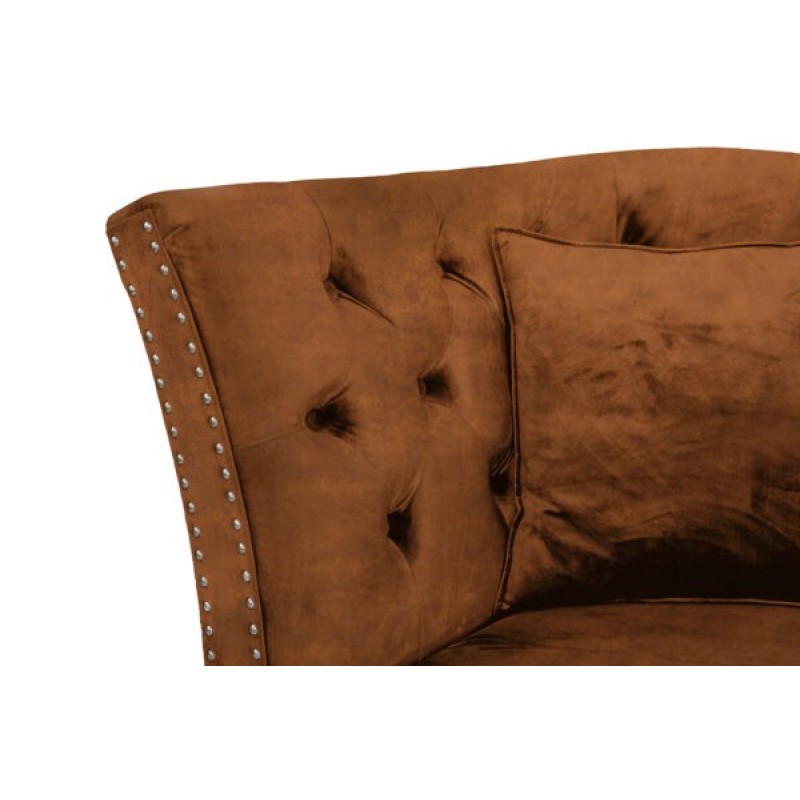 Τριθέσιος Καναπές Chesterfield Queen Ύφασμα Vintage Καφέ Κονιάκ 215×92×92 εκ