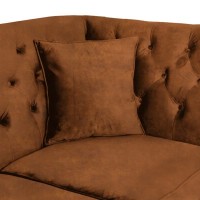 Τριθέσιος Καναπές Chesterfield Queen Ύφασμα Vintage Καφέ Κονιάκ 215×92×92 εκ