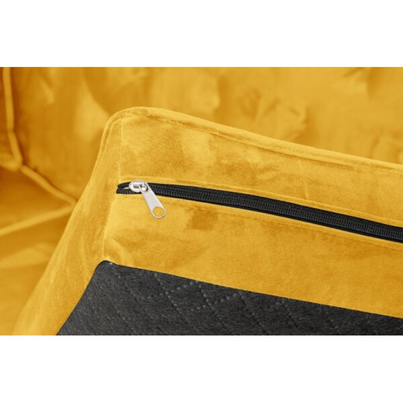 Τριθέσιος Καναπές Chesterfield Queen Βελούδο Κίτρινο 215×92×92 εκ
