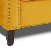 Τριθέσιος Καναπές Chesterfield Queen Βελούδο Κίτρινο 215×92×92 εκ