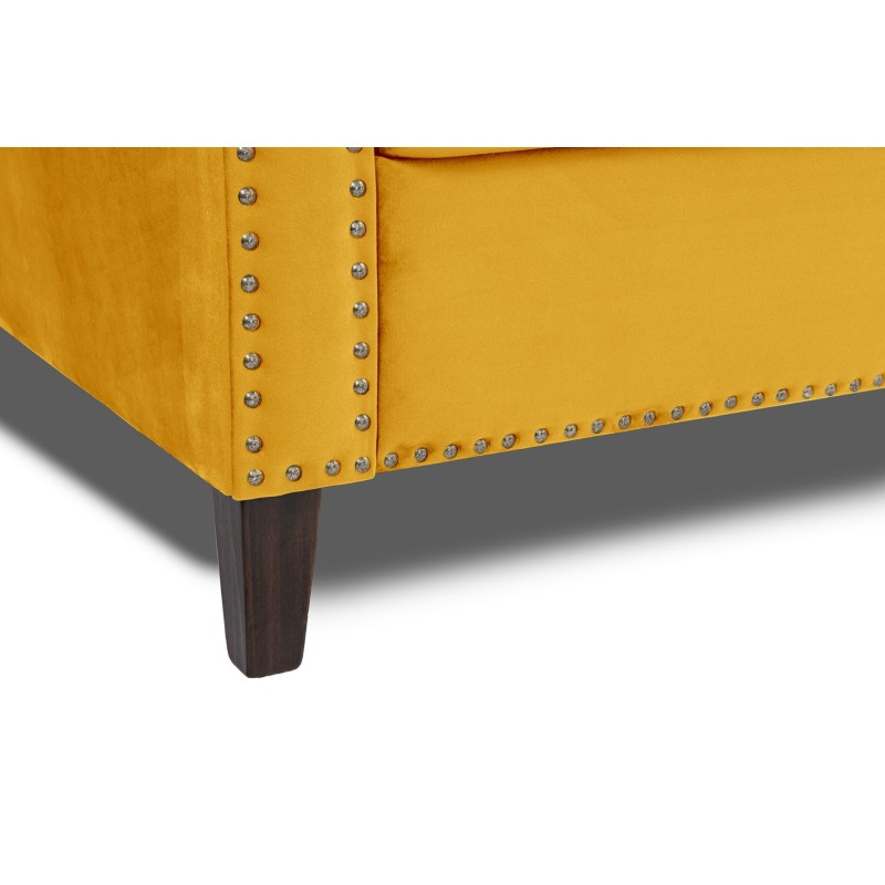 Τριθέσιος Καναπές Chesterfield Queen Βελούδο Κίτρινο 215×92×92 εκ