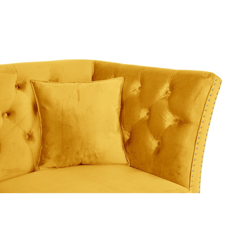 Τριθέσιος Καναπές Chesterfield Queen Βελούδο Κίτρινο 215×92×92 εκ