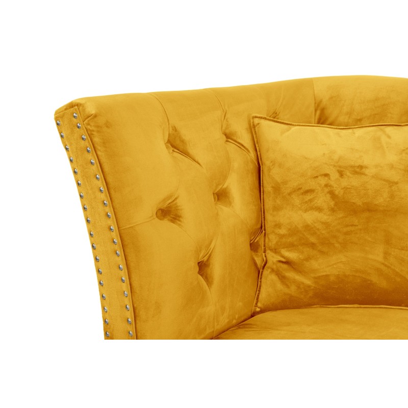 Τριθέσιος Καναπές Chesterfield Queen Βελούδο Κίτρινο 215×92×92 εκ