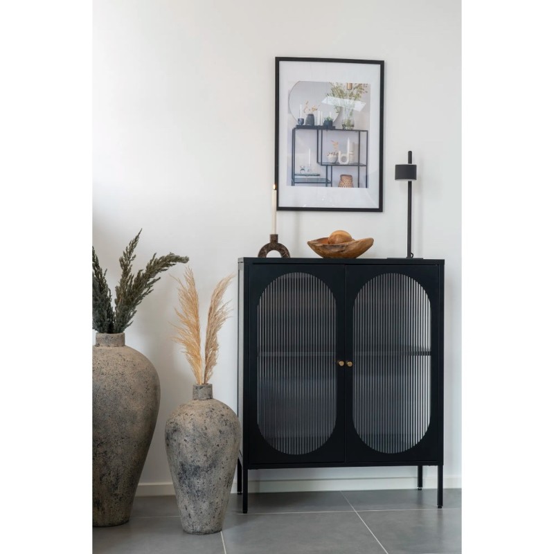 Βιτρίνα Adelaide Μέταλλο Γυαλί Μαύρο 90x35x110cm