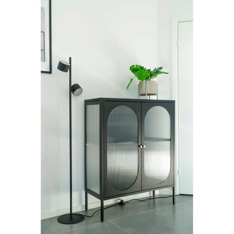 Βιτρίνα Adelaide Μέταλλο Γυαλί Μαύρο 90x35x110cm
