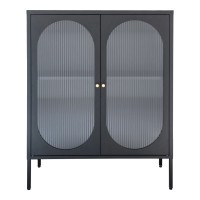 Βιτρίνα Adelaide Μέταλλο Γυαλί Μαύρο 90x35x110cm