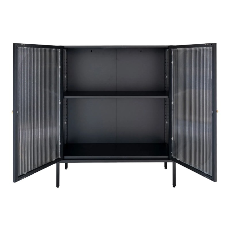 Βιτρίνα Adelaide Μέταλλο Γυαλί Μαύρο 90x35x110cm