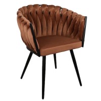 ΣΕΤ 2 ΤΕΜ Βελούδινη Καρέκλα Τραπεζαρίας Wave Copper 54x60x78cm