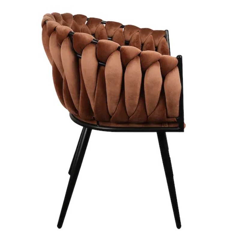 ΣΕΤ 2 ΤΕΜ Βελούδινη Καρέκλα Τραπεζαρίας Wave Copper 54x60x78cm