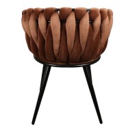 ΣΕΤ 2 ΤΕΜ Βελούδινη Καρέκλα Τραπεζαρίας Wave Copper 54x60x78cm