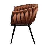 ΣΕΤ 2 ΤΕΜ Βελούδινη Καρέκλα Τραπεζαρίας Wave Copper 54x60x78cm