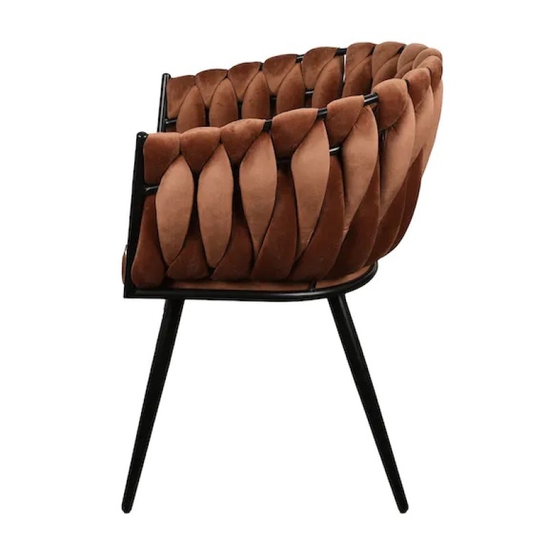 ΣΕΤ 2 ΤΕΜ Βελούδινη Καρέκλα Τραπεζαρίας Wave Copper 54x60x78cm