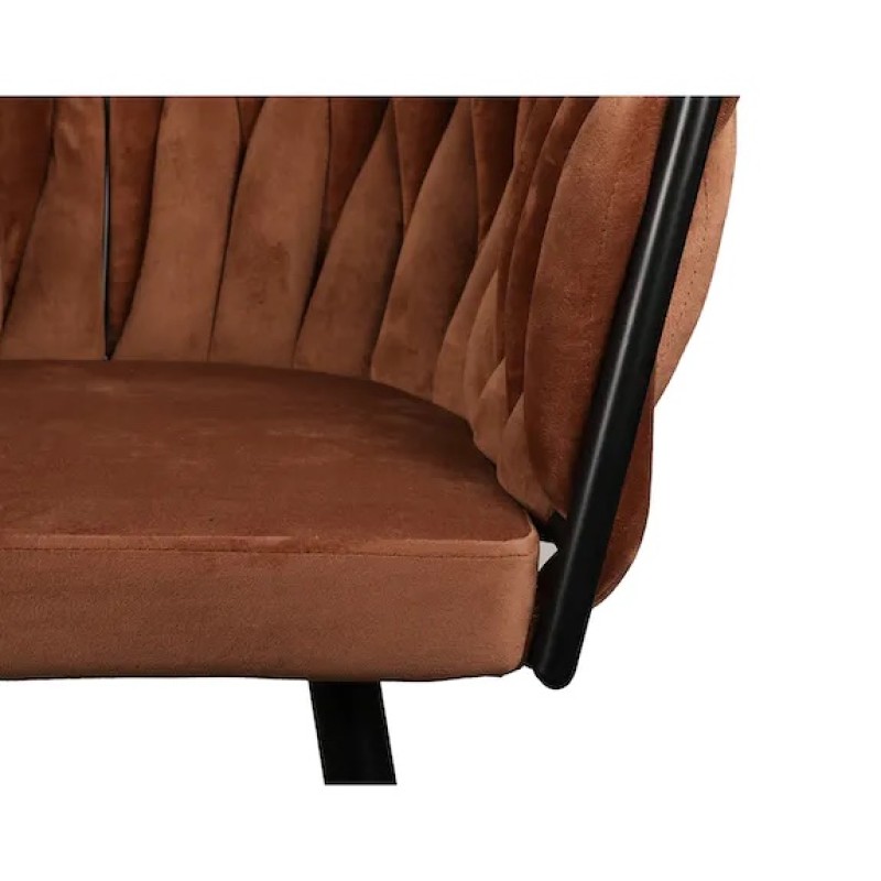 ΣΕΤ 2 ΤΕΜ Βελούδινη Καρέκλα Τραπεζαρίας Wave Copper 54x60x78cm