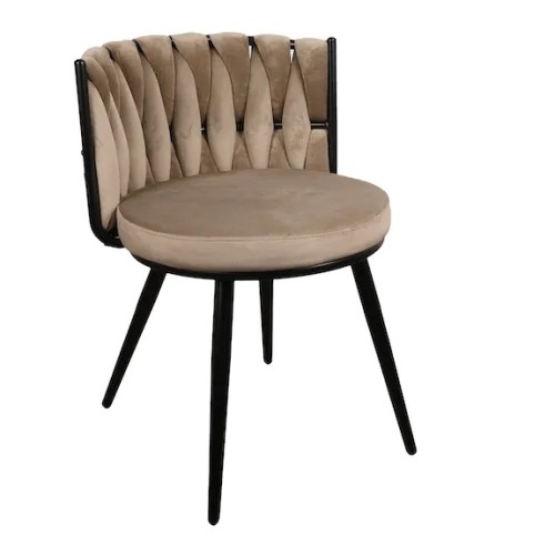 ΣΕΤ 2 ΤΕΜ Βελούδινη Καρέκλα Τραπεζαρίας Moon White Sand 53x56x70cm